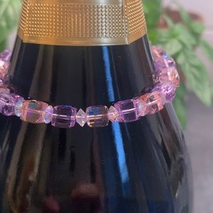 Pink and purple cube crystal bracelet